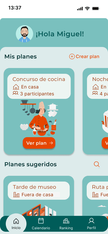 Pantalla Inicio de Roomie Planner